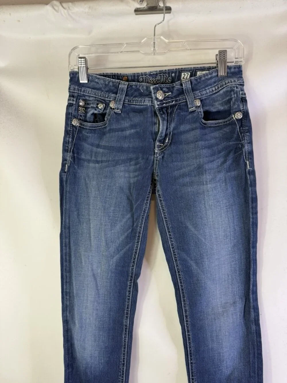 Y2K Miss Me Jeans Thick Stitched Skinny Bling Bedazzled